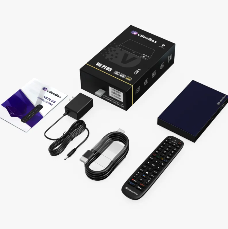 vSeeBox V6 Plus interface showing streaming apps